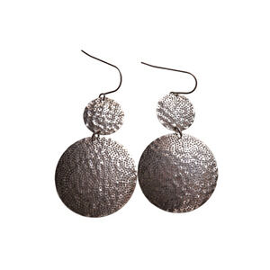 Silver Tone Women's Circles Dangle Aluminum French Wire Earrings - 2 Inches